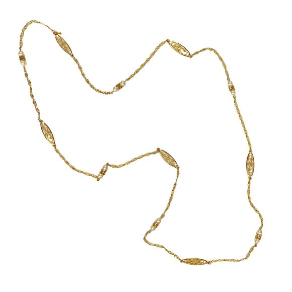 Vintage Monet Golden Pearl Chain Necklace - Picture 4 of 5